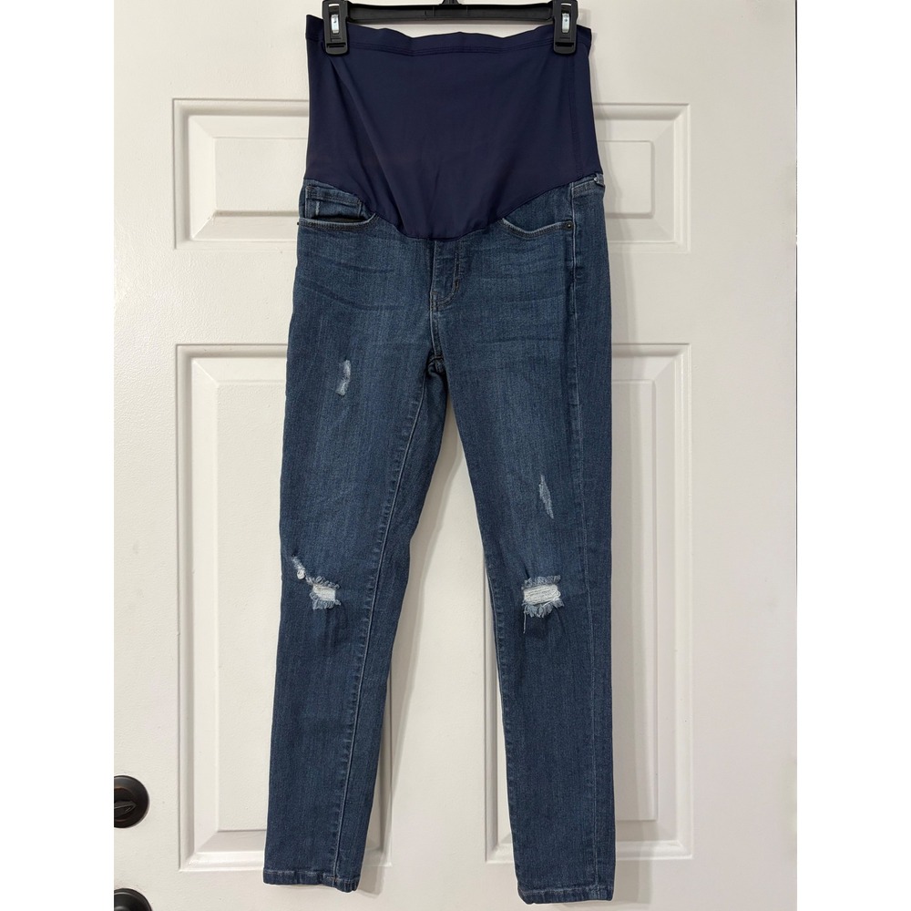 PinkBlush | Distressed Skinny Maternity Jeans | 28 || Dark Blue|